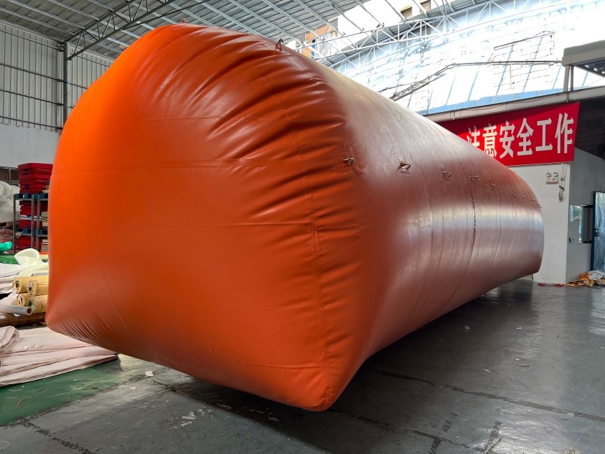 LTTARP Orange PVC Tarpaulin for Inflatable Flood Barrier to Intercept River (70) (1)