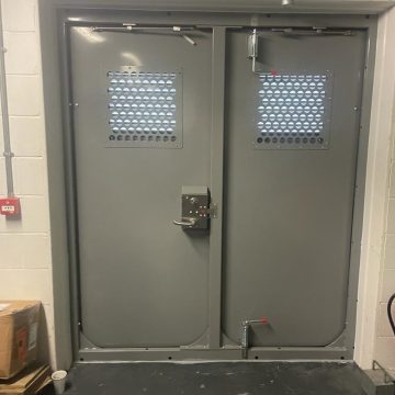 double swing steel flood door